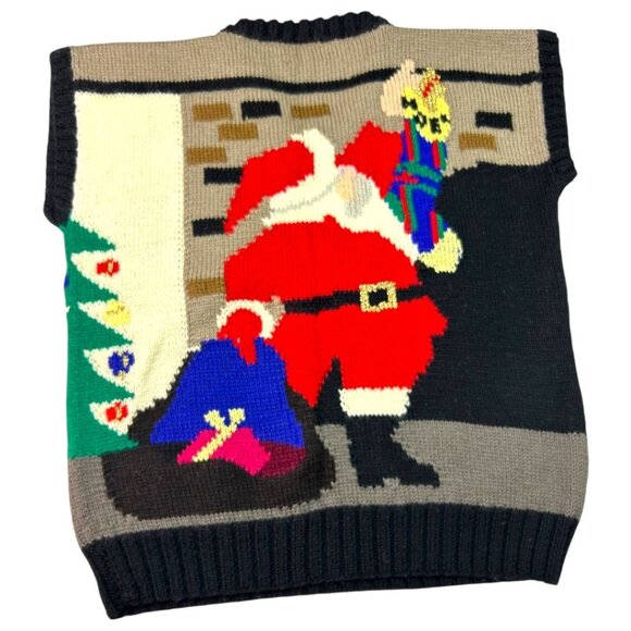 Vintage 1988 Berek Hand-Knit Wool Christmas Sweater Vest - Size Medium - Picture 2 of 6